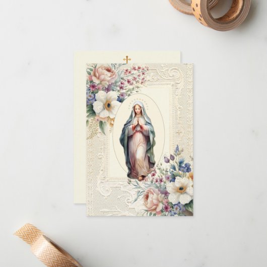 スペインのヴァージンメアリー葬儀記念祈りの言葉 ノートカード (正面/裏面インサイチュ)