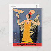 スペインのヴィンテージの女性からのバースデーソング ポストカード (正面/裏面)