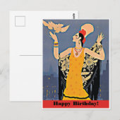 スペインのヴィンテージの女性と誕生日おめでとう ポストカード (正面/裏面)