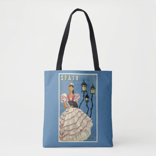 スペインのヴィンテージ旅行バッグ トートバッグ (正面)