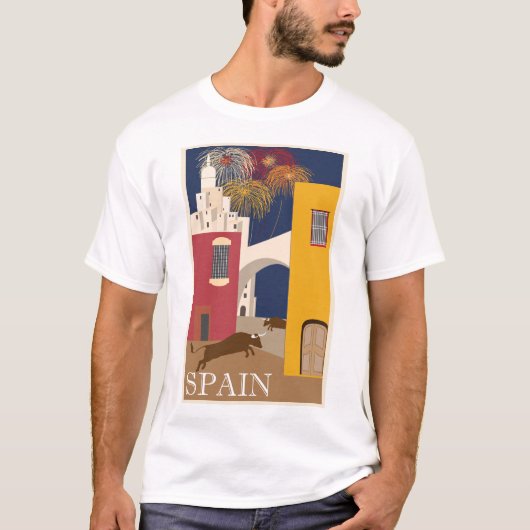 スペインのヴィンテージ旅行ポスター Tシャツ (正面)