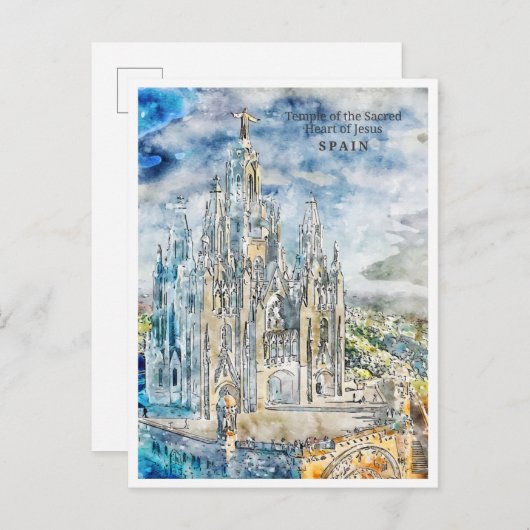 スペインのヴィンテージ旅行水の色 ポストカード (正面/裏面)