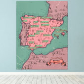 スペインのヴィンテージ旧地図 キャンバスプリント (インサイチュ (ウッドフロア))
