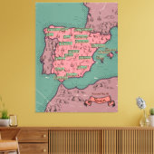 スペインのヴィンテージ旧地図 キャンバスプリント (インサイチュ (リビング))