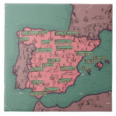 スペインのヴィンテージ旧地図 タイル (正面)