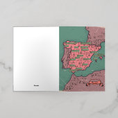 スペインのヴィンテージ旧地図 箔グリーティングカード (外側レイダウン)