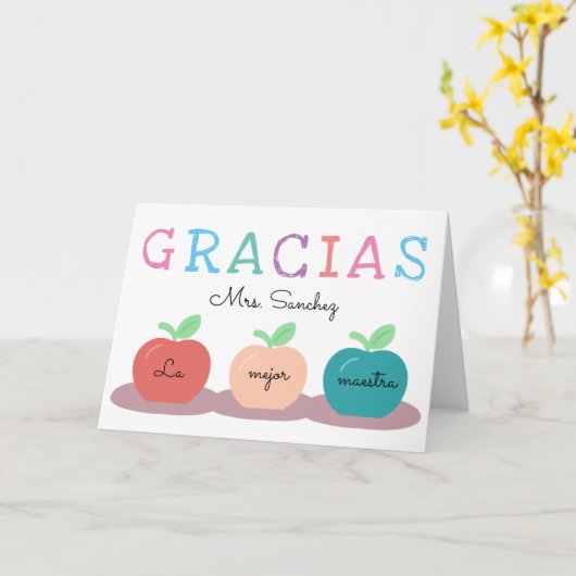スペインの先生/Maestraりんごカードをありがとう カード (黄色い花)