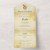 スペインの全素朴て1つのメキシコの結婚式の招待 オールインワン招待状 (内側)