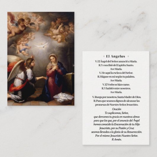 スペインの受胎告知ヴァージンメアリーアンジェラス祈りの言葉 名刺 (正面/裏面)