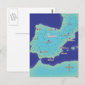 スペインの古典的な地図 ポストカード (正面/裏面)