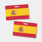 スペインの国旗が付いた名札 バッジ (正面＆裏面)