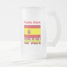 スペインの国旗をあしらったパーソナライズギフト フロストグラスビールジョッキ