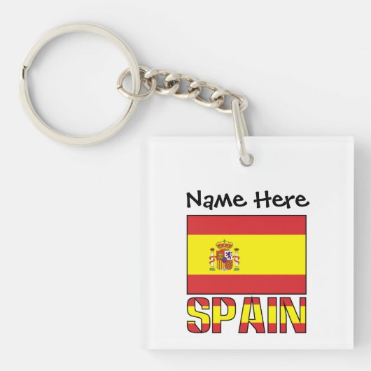 スペインの国旗カスタムネーム キーホルダー (正面)
