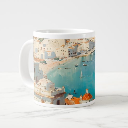 スペインの地中海沿岸、カルタヘナ ジャンボコーヒーマグカップ (正面左)