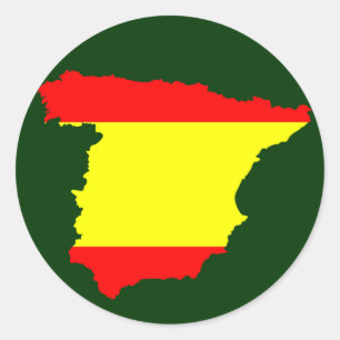 スペインの地図および旗-ステッカー ラウンドシール