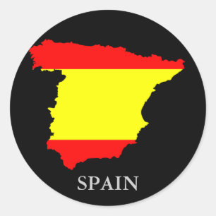 スペインの地図および旗-ステッカー ラウンドシール
