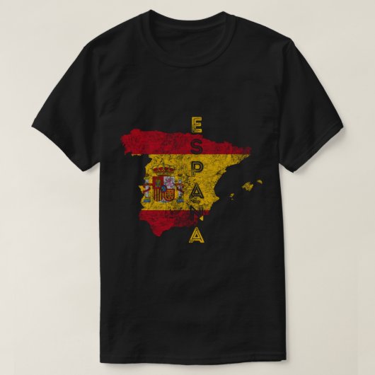 スペインの地図と国旗の土産エスパ動揺してーニャプル Tシャツ (デザイン正面)