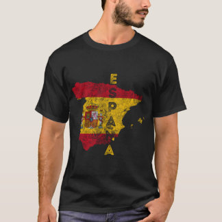 スペインの地図と国旗の土産エスパ動揺してーニャプル Tシャツ