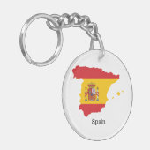 スペインの地図の中に旗があるお土産デザイン キーホルダー (正面左)