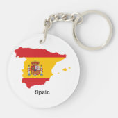 スペインの地図の中に旗があるお土産デザイン キーホルダー (裏面)