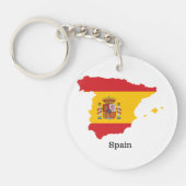 スペインの地図の中に旗があるお土産デザイン キーホルダー (正面)