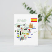 スペインの地図イラストレーション ポストカード (スタンド正面)