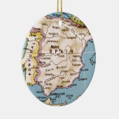 スペインの地図ヴィンテージデザイン セラミックオーナメント (右)