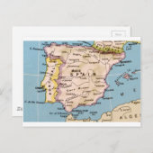 スペインの地図ヴィンテージデザイン ポストカード (正面/裏面)
