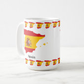 スペインの地図入りフラグのお土産デザイン コーヒーマグカップ (正面左)
