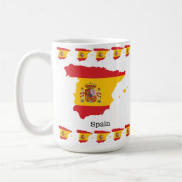 スペインの地図入りフラグのお土産デザイン コーヒーマグカップ