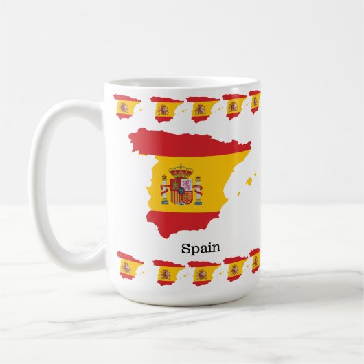 スペインの地図入りフラグのお土産デザイン コーヒーマグカップ (左)