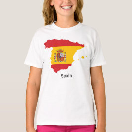 スペインの地図入りフラグのお土産デザイン Tシャツ