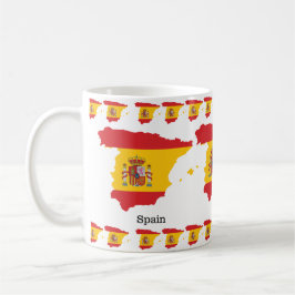 スペインの地図内にあるスペイン国旗のお土産デザイン コーヒーマグカップ