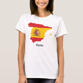 スペインの地図内にあるスペイン国旗のお土産デザイン Tシャツ