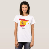 スペインの地図内にあるスペイン国旗のお土産デザイン Tシャツ (正面フル)