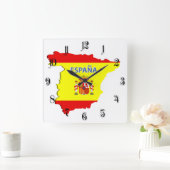 スペインの地図 スクエア壁時計 (ホーム)
