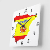 スペインの地図 スクエア壁時計 (傾斜)