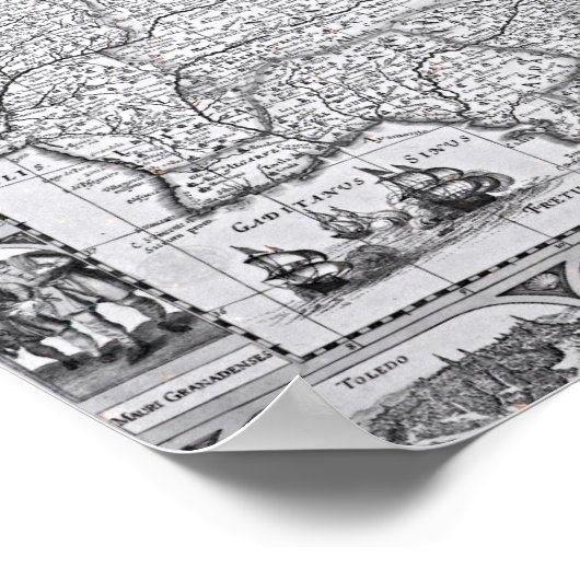 スペインの地図 ポスター (角)