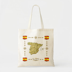スペインの地図 + 旗のバッグ トートバッグ