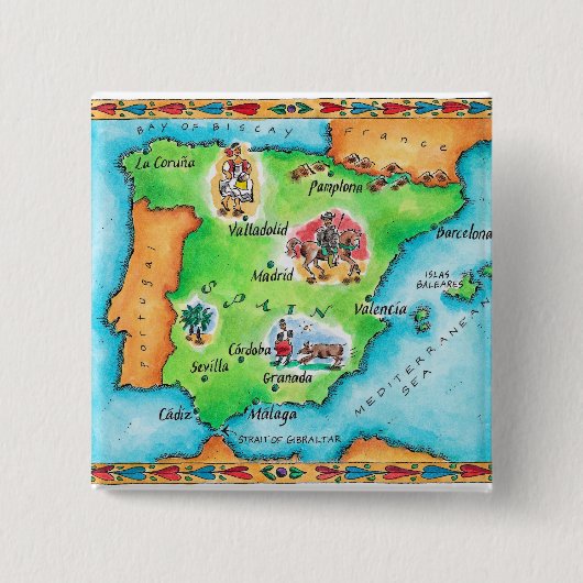 スペインの地図 缶バッジ (正面)