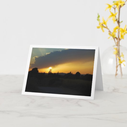 スペインの夕焼けの風景 カード (黄色い花)