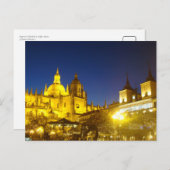 スペインの夜のセゴビア大聖堂 ポストカード (正面/裏面)