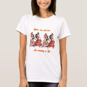 スペインの太陽とおもしろいの女性のTシャツ Tシャツ (正面)