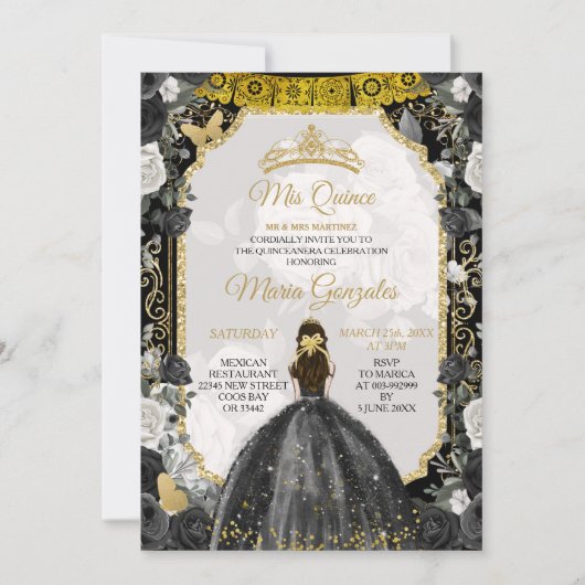 スペインの少女の16歳の誕生日招待状 招待状 (正面)