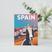 スペインの山里のヤギ 幻想的なレトロな旅行グッズ ポストカード (スタンド正面)