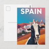 スペインの山里のヤギ 幻想的なレトロな旅行グッズ ポストカード (正面/裏面)