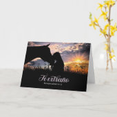 スペインの恋しく思女性のカーボーイと馬 カード (黄色い花)