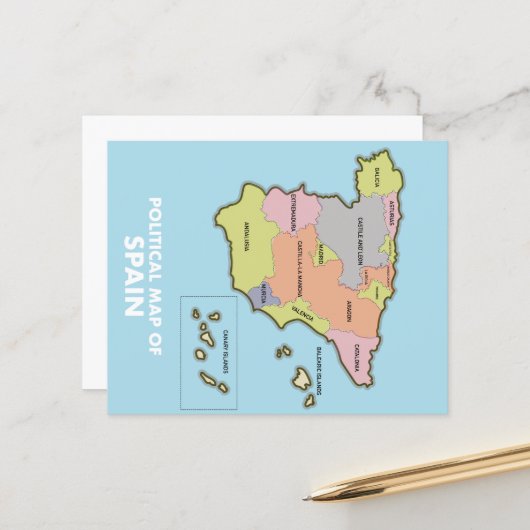 スペインの政治地図。 (正面/裏面インサイチュ)