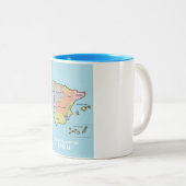 スペインの政治地図。 ツートーンマグカップ (正面右)