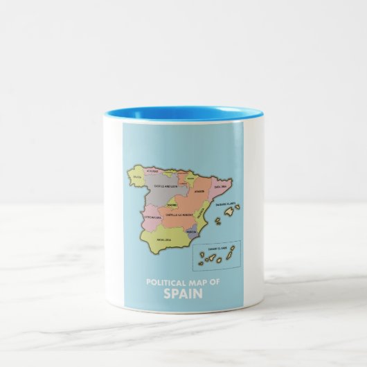 スペインの政治地図。 ツートーンマグカップ (中央)